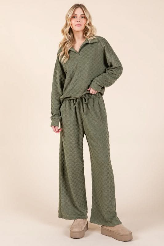 BOMBOM Tied Checkered Wide Leg Pants - Sleekdenim.com