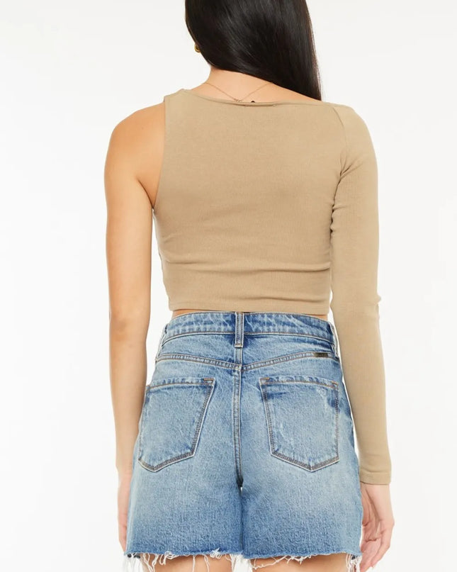 Kancan Full Size Raw Hem High Waist Denim Shorts - Sleekdenim.com
