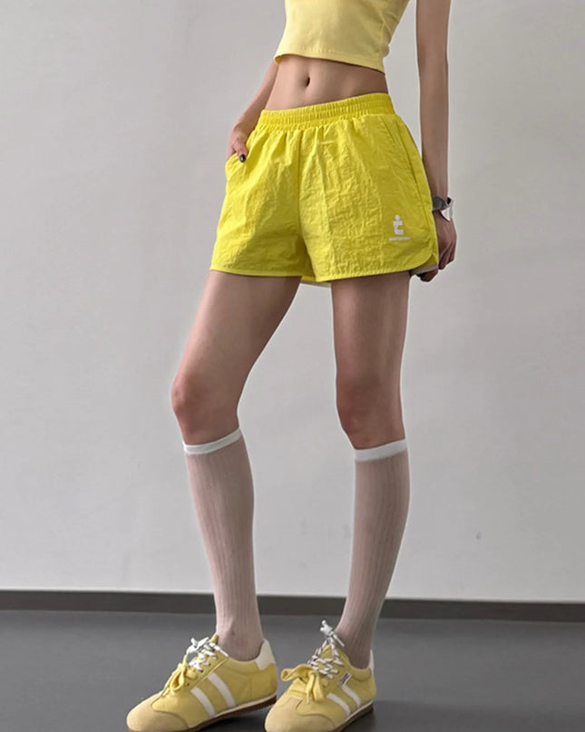 Elastic Waist Shorts with Pockets - Sleekdenim.com