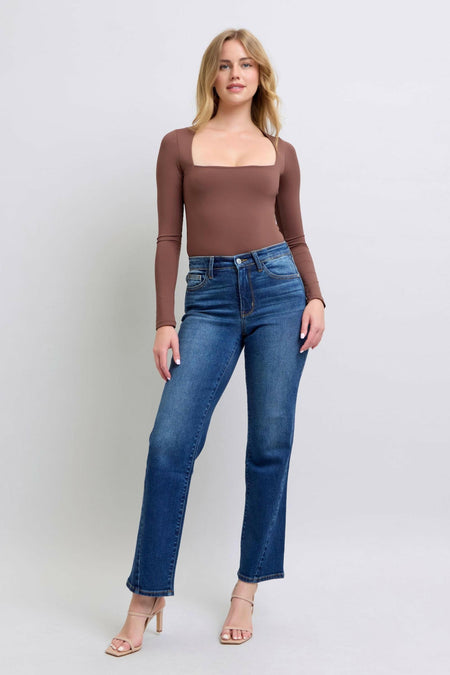 Judy Blue High Waist Side Seam Detail Straight Leg Jeans | Sleekdenim.com