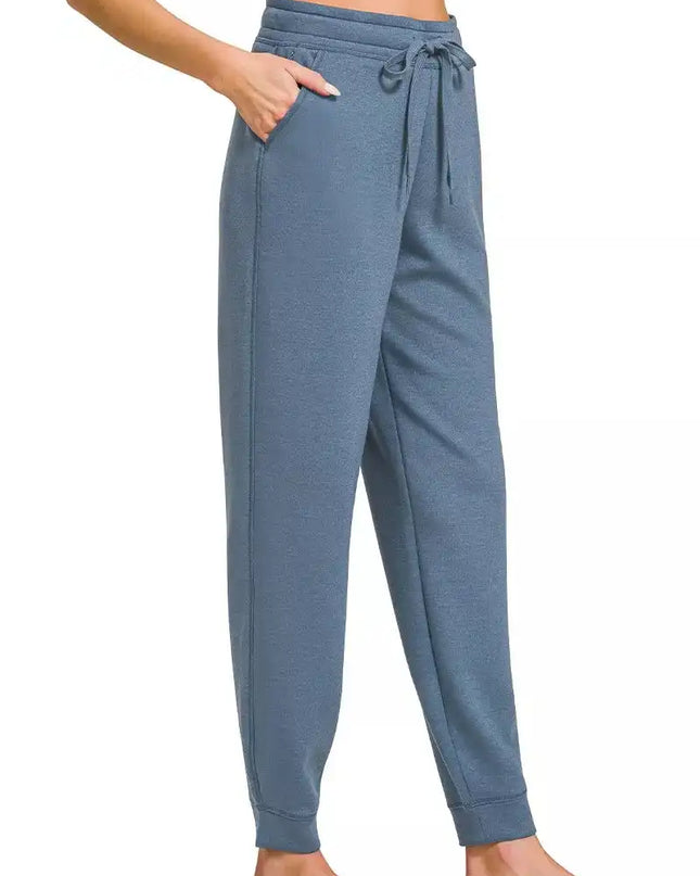 Zenana Drawstring Scuba Joggers with Pockets - Sleekdenim.com