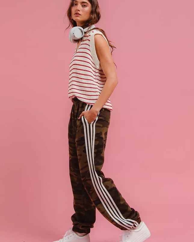 BiBi Side Lines Camouflage Track Pants - Sleekdenim.com