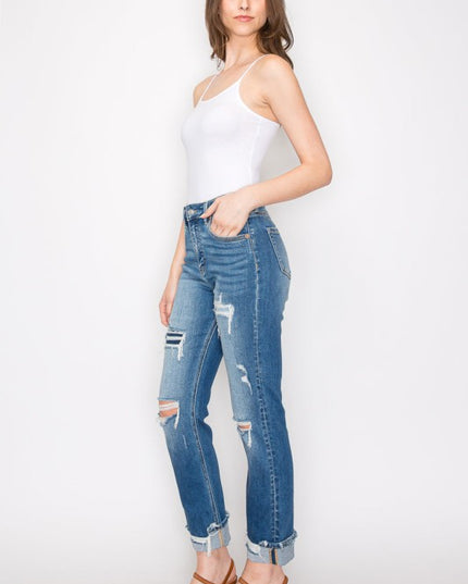 AT1002MT Tummy Control High Rise Straight Jeans - Sleekdenim.com