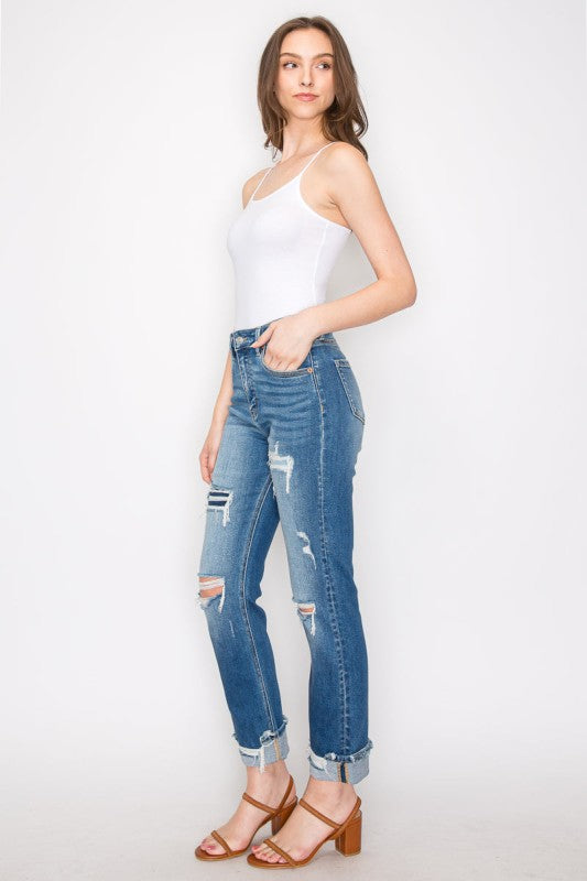 AT1002MT Tummy Control High Rise Straight Jeans - Sleekdenim.com