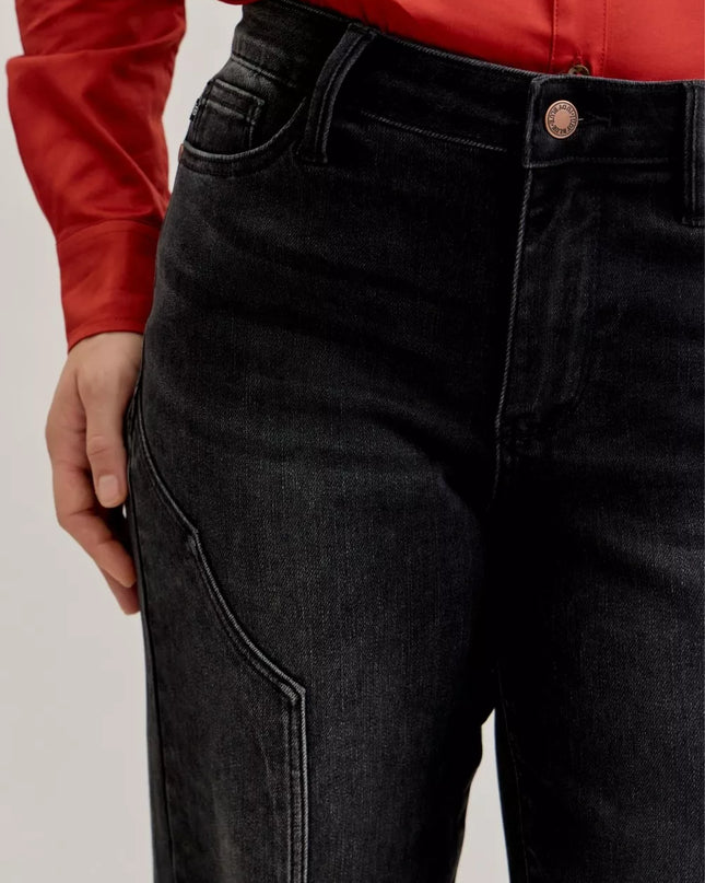 Judy Blue Mid Rise Straight Western Seam Detail Jeans - Sleekdenim.com