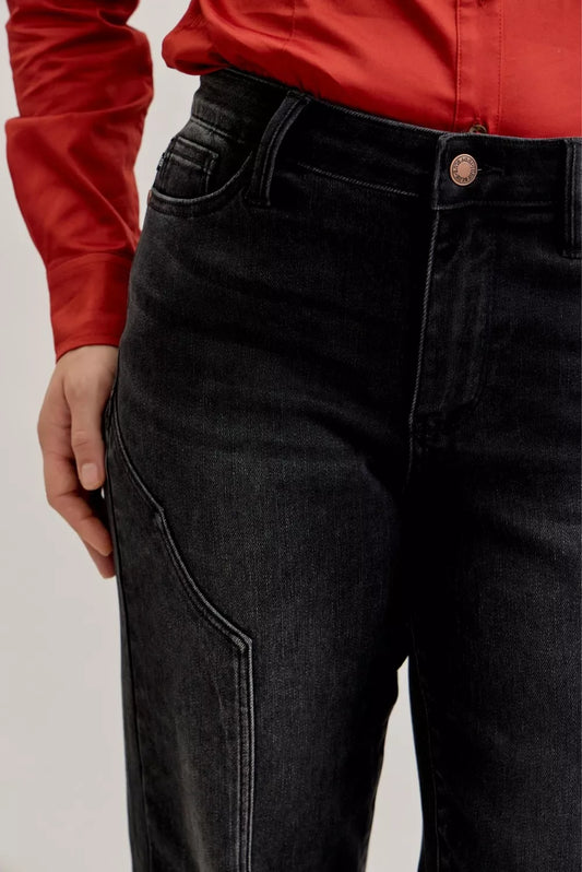 Judy Blue Mid Rise Straight Western Seam Detail Jeans - Sleekdenim.com