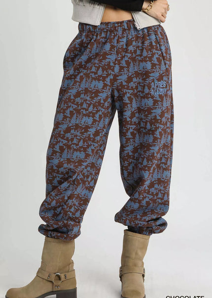 Umgee Scenic Print Casual Sweatpants - Sleekdenim.com
