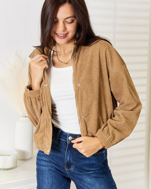 Perfee Long Sleeve Dropped Shoulder Jacket - Sleekdenim.com