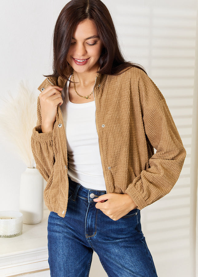 Perfee Long Sleeve Dropped Shoulder Jacket - Sleekdenim.com