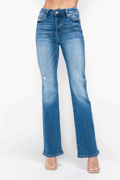 Bytos Full Size Distressed High Rise Jeans with Pockets.