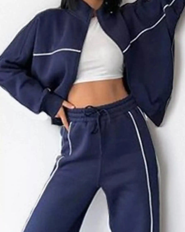 Full Size Zip Up Long Sleeve Top and Pants Set Plus Size - Sleekdenim.com