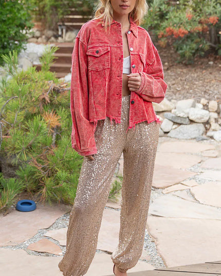 POL Button Down Corduroy Trucker Jacket - Sleekdenim.com