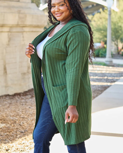 Basic Bae Full Size Hooded Sweater Cardigan - Sleekdenim.com