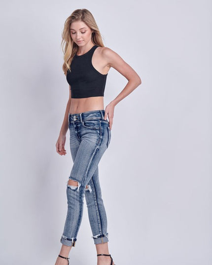 AT3000M Mid Rise Stretch Ankle Cigarette Jeans - Sleekdenim.com