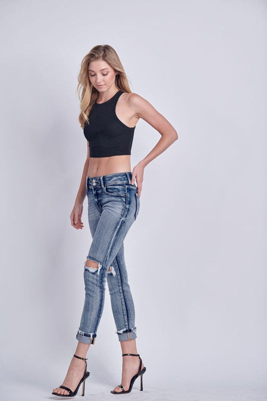 AT3000M Mid Rise Stretch Ankle Cigarette Jeans - Sleekdenim.com