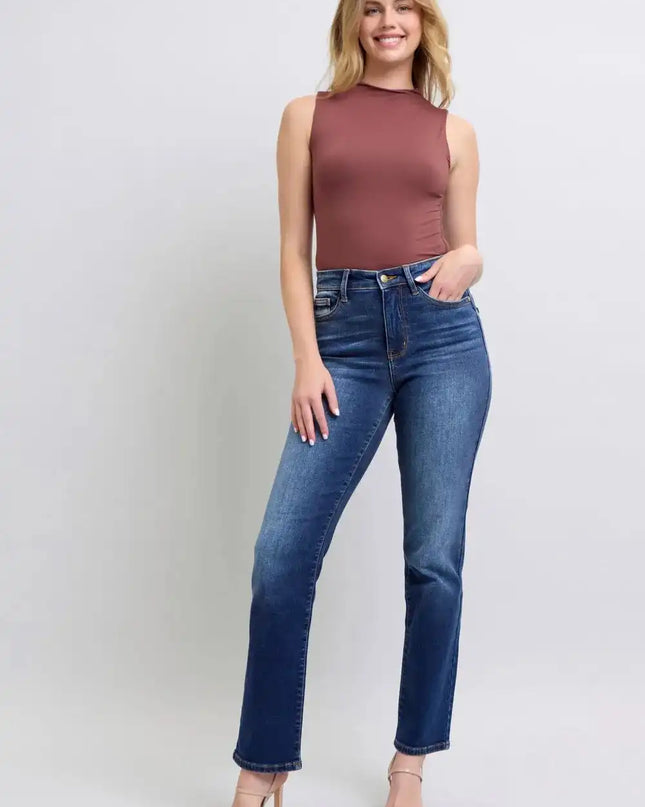 Judy Blue Full Size Washed Straight Leg Jeans with Pockets - Sleekdenim.com