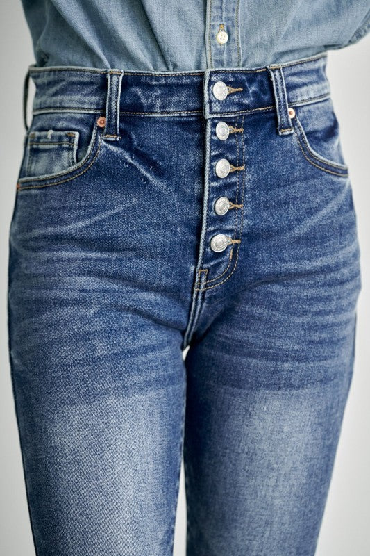 AT1068SKM HIGH RISE BUTTON SKINNY - Sleekdenim.com