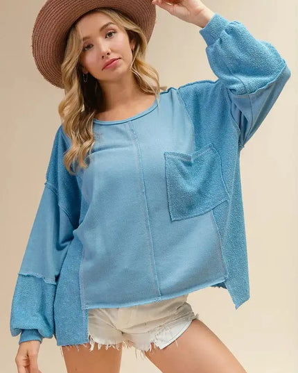 BiBi Oversized Pocket Front Sweatshirt - Sleekdenim.com