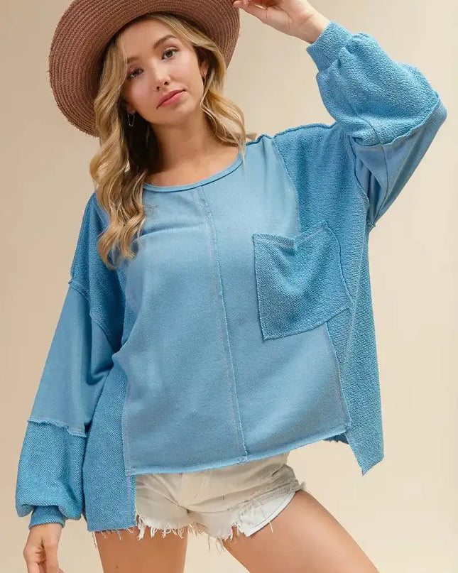 BiBi Oversized Pocket Front Sweatshirt - Sleekdenim.com