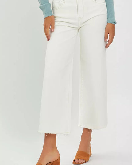 RISEN Tummy Control High Rise Crop Wide Jeans - Sleekdenim.com