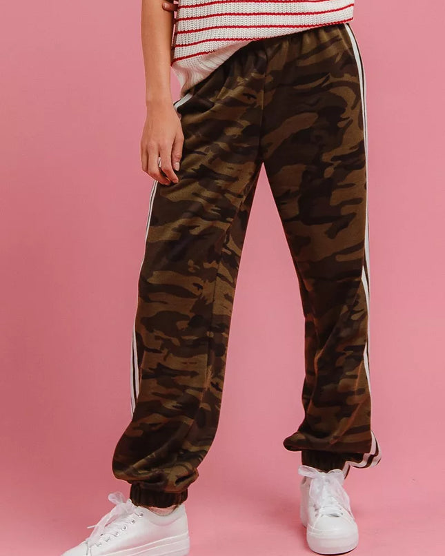 BiBi Side Lines Camouflage Track Pants - Sleekdenim.com