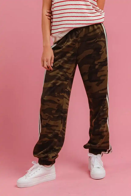 BiBi Side Lines Camouflage Track Pants - Sleekdenim.com