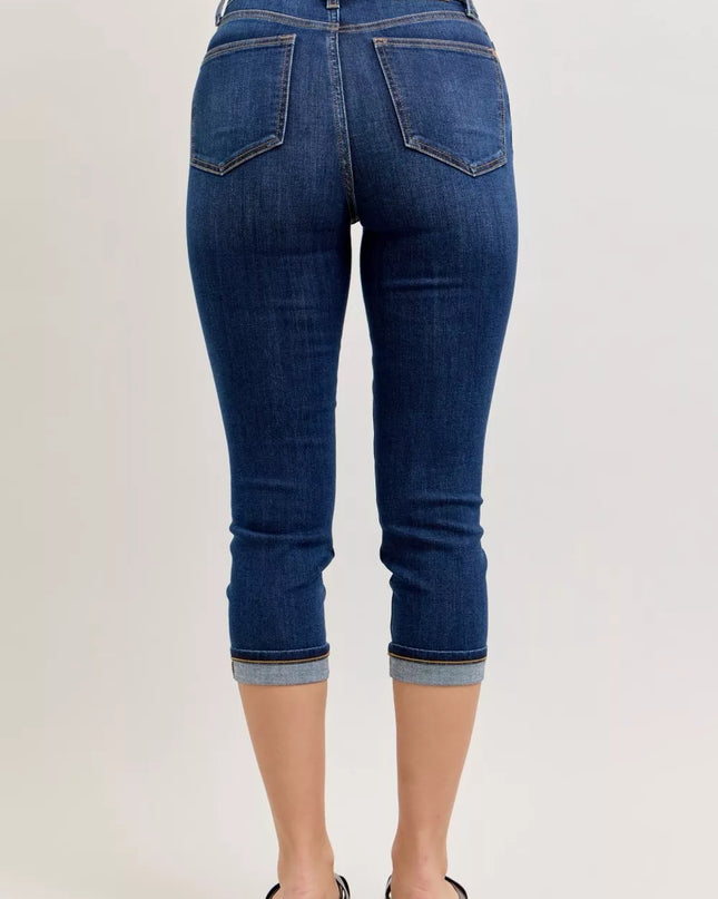 Judy Blue High Waist Capri Jeans with Single Cuff 72123 - Sleekdenim.com