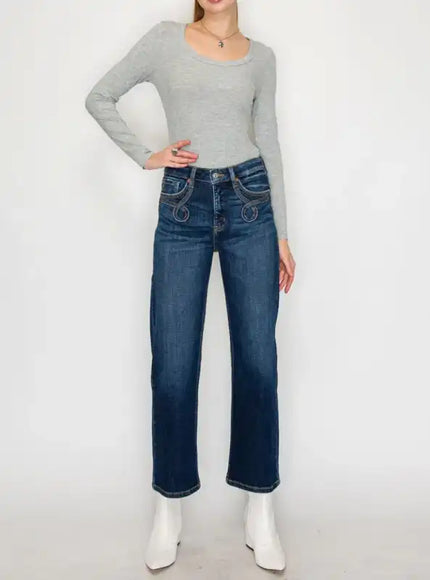 Artemis Vintage AT1029STD - High Rise Ankle Straight Jeans - Weste - Sleekdenim.com