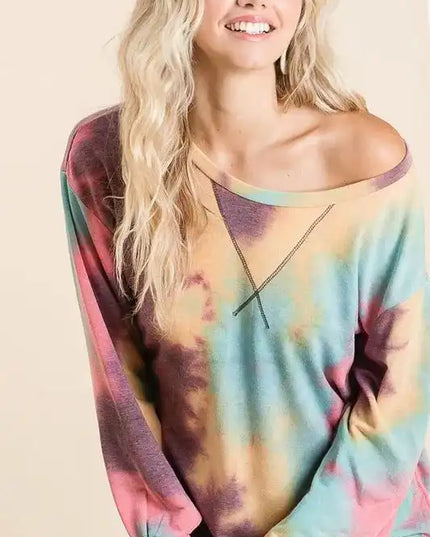 BiBi Tie Dye Print French Terry Sweatshirt - Sleekdenim.com