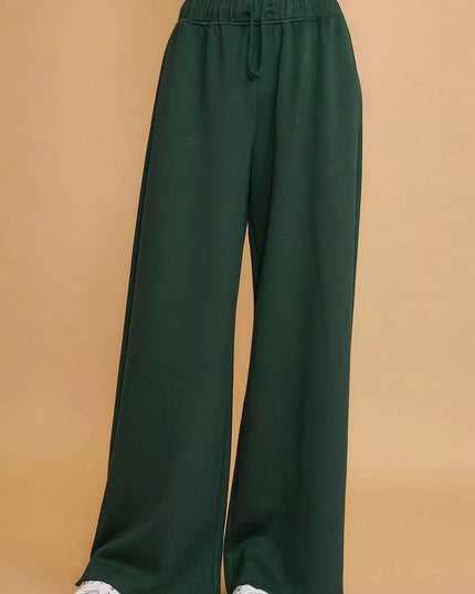 Umgee Elastic Drawstring Waistband Wide Leg Pants - Sleekdenim.com