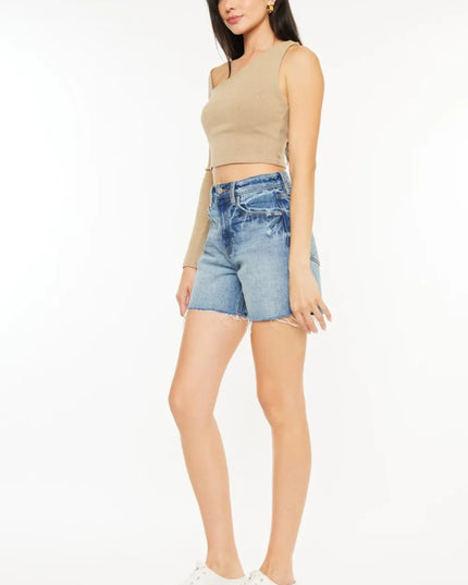 Kancan Full Size Raw Hem High Waist Denim Shorts - Sleekdenim.com