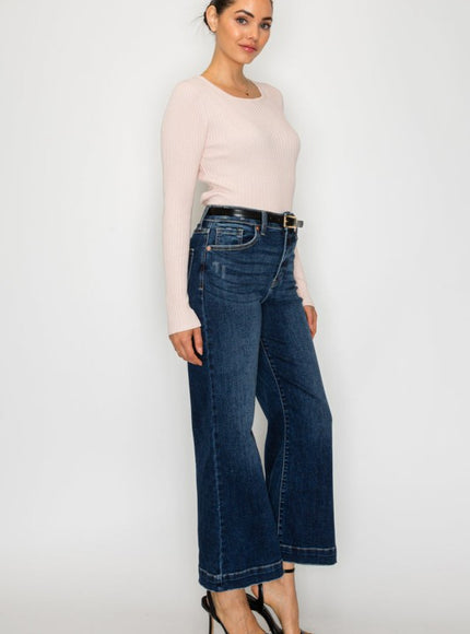 Artemis Vintage AT2012PZD - HIGH RISE CROPPED PALAZZO JEANS - Sleekdenim.com