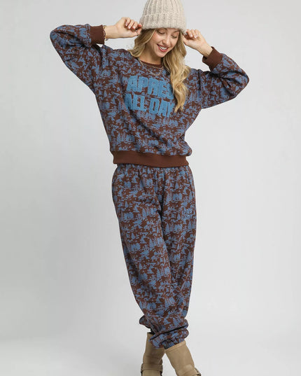 Umgee Scenic Print Casual Sweatpants - Sleekdenim.com