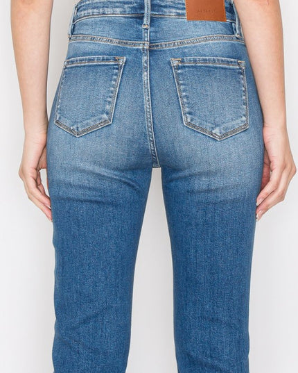 AT1002MT Tummy Control High Rise Straight Jeans - Sleekdenim.com