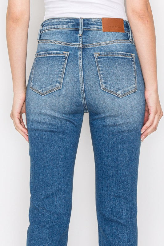 AT1002MT Tummy Control High Rise Straight Jeans - Sleekdenim.com