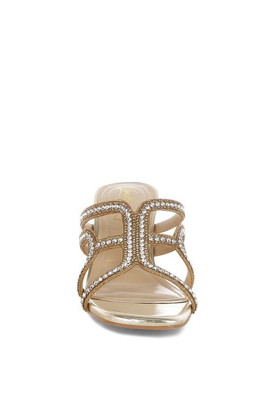 Caqueta Metallic Rhinestone Clear Wedge Sandals - Sleekdenim.com