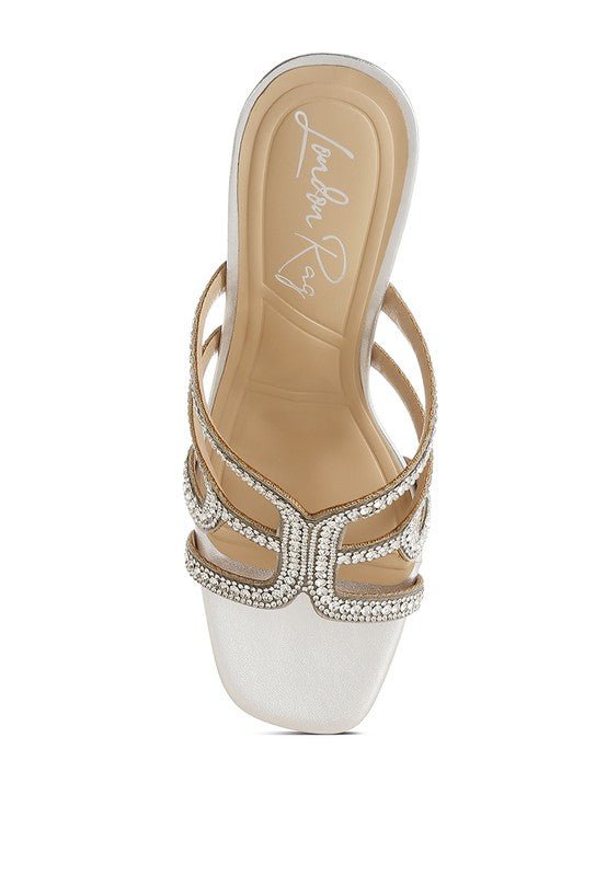 Caqueta Metallic Rhinestone Clear Wedge Sandals - Sleekdenim.com