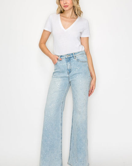 AT2074RFLL Metallic Ultra High Rise Relaxed Flare - Sleekdenim.com