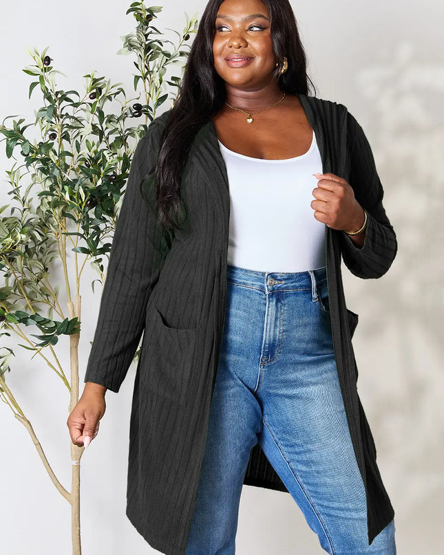 Basic Bae Full Size Hooded Sweater Cardigan - Sleekdenim.com