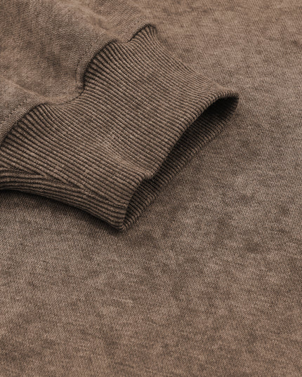 Brown Plain Drop Shoulder Crew Neck Pullover Sweatshirt