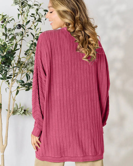 Basic Bae Full Size Ribbed Cocoon Cardigan - Sleekdenim.com