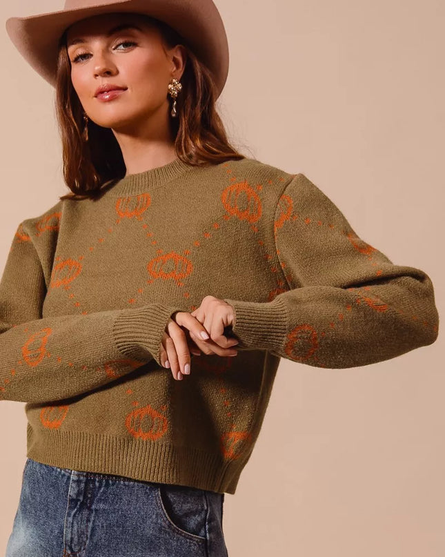 SO ME Pumpkin Rhombus Halloween Thanksgiving Sweater - Sleekdenim.com