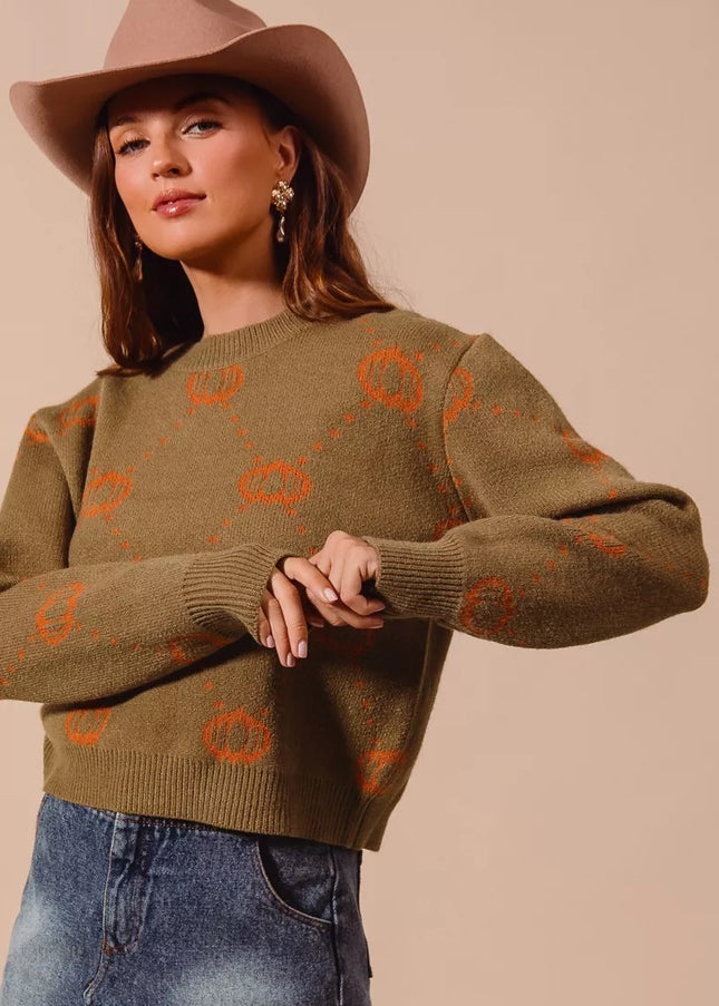 SO ME Pumpkin Rhombus Halloween Thanksgiving Sweater - Sleekdenim.com