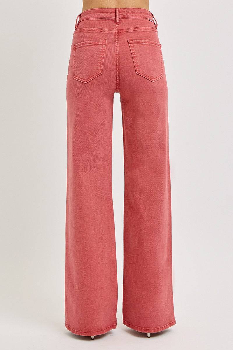 RISEN Full Size High Rise Tummy Control Wide Leg Jeans | Sleekdenim.com