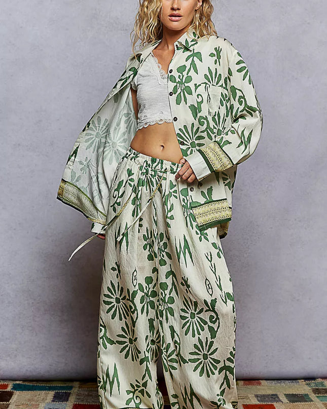 POL Button Down Floral Long Sleeve Shirt - Sleekdenim.com