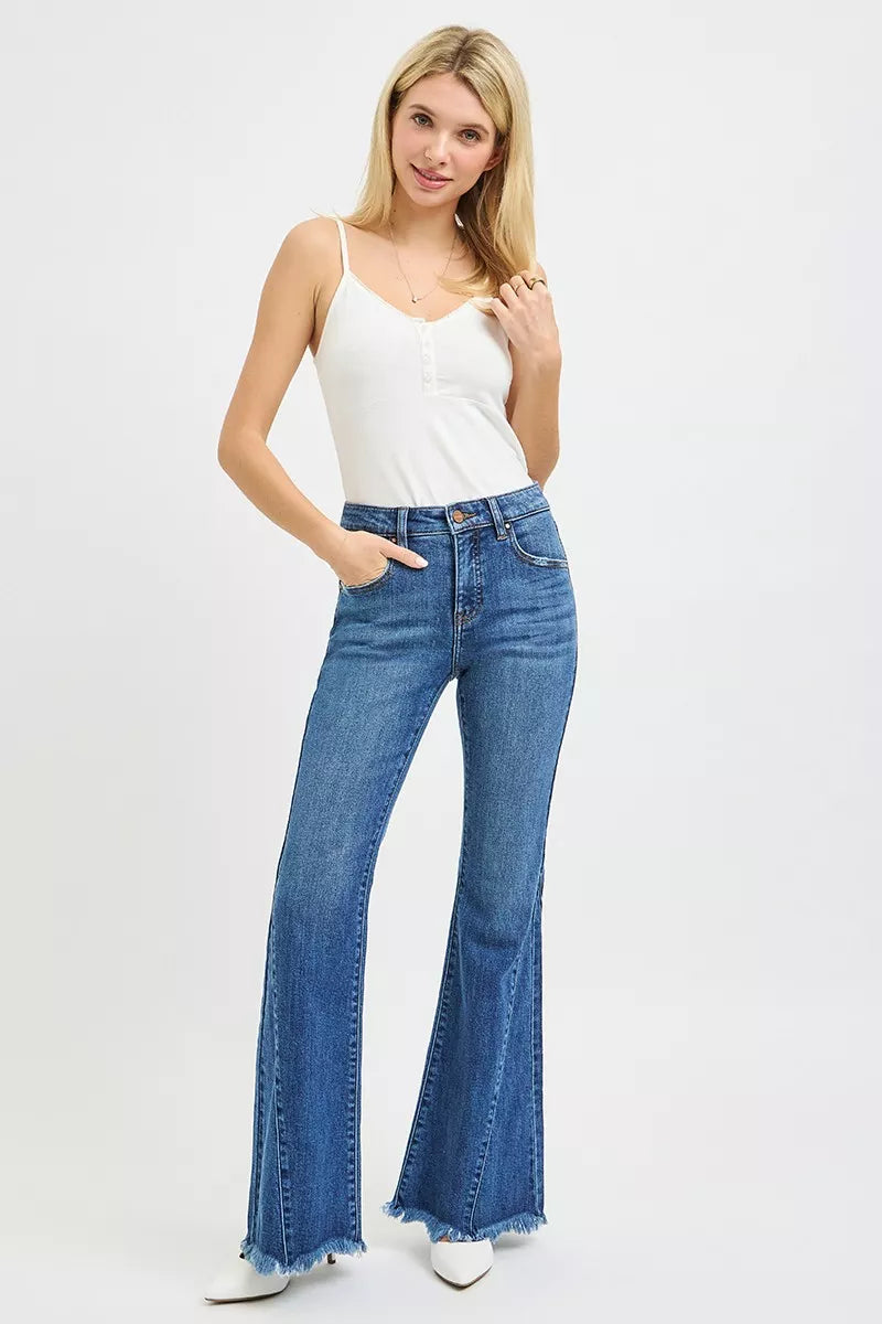 RISEN Mid Rise Flare Side Seam Detailing Jeans PF21470
