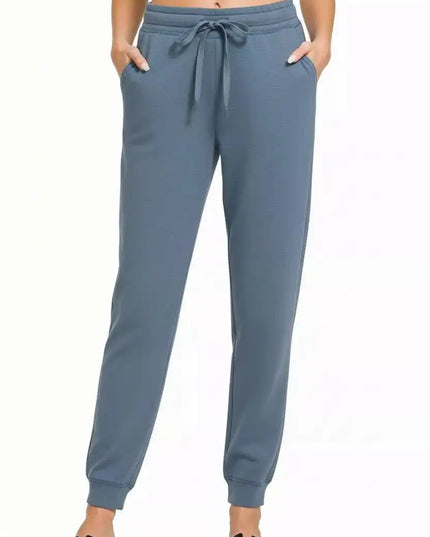 Zenana Drawstring Scuba Joggers with Pockets - Sleekdenim.com