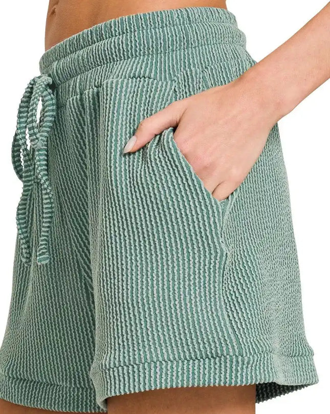 Zenana Raised Rib Cap Sleeve Top & Shorts Set - Sleekdenim.com