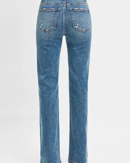 RISEN Full Size Distressed Detail Bootcut Jeans Plus Size - Sleekdenim.com