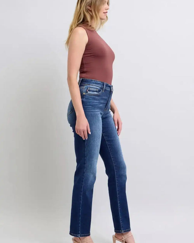 Judy Blue Full Size Washed Straight Leg Jeans with Pockets - Sleekdenim.com